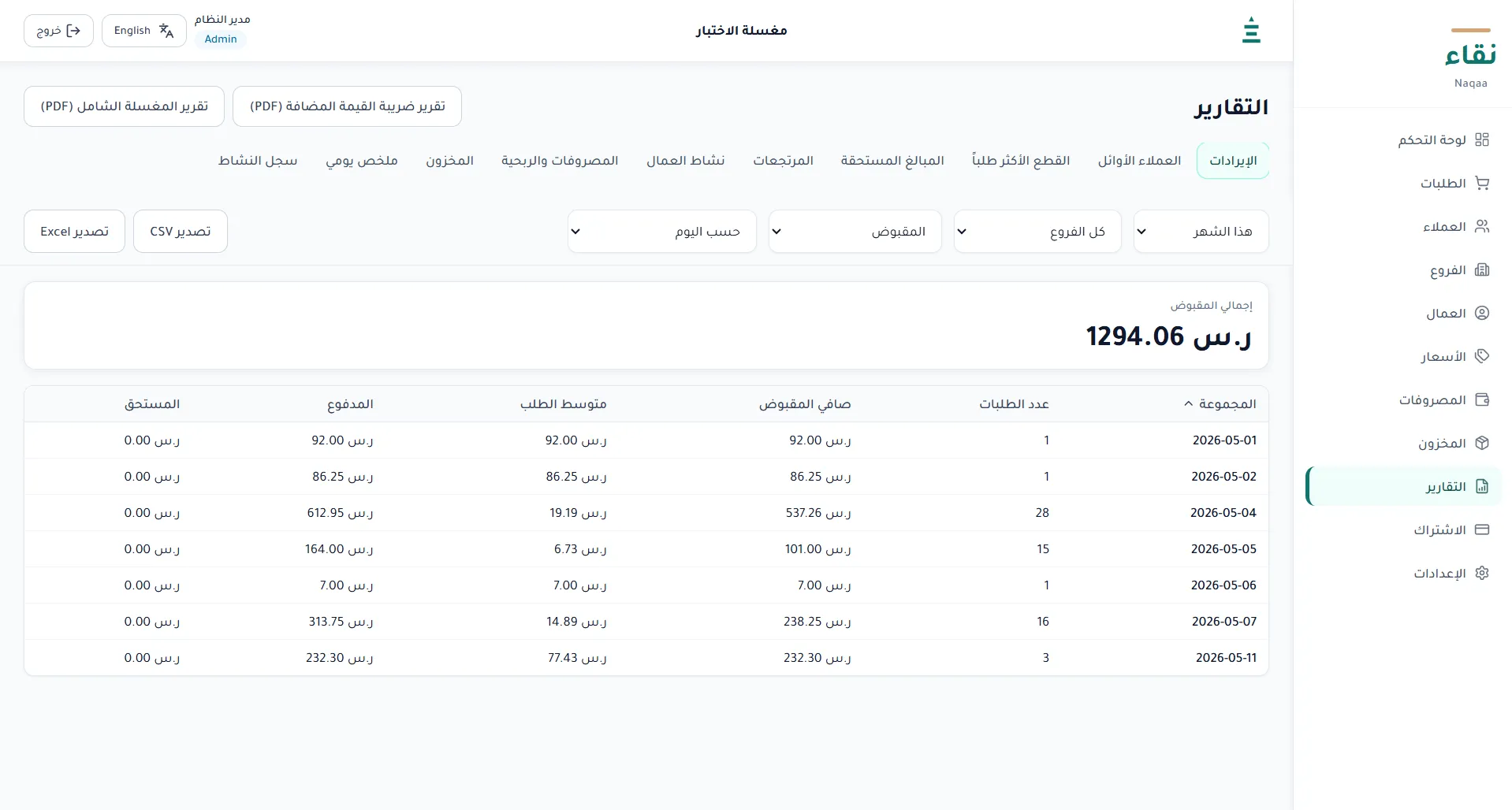 صفحة التقارير